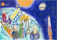 II место - Покорение космического пространства. Курсанова Вера, 17 лет, рук. Егорова Л.Г., СОШ № 5 II место - Покорение космического пространства. Курсанова Вера, 17 лет, рук. Егорова Л.Г., СОШ № 5
