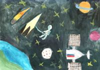 III место - Выход в космос. Султангильдина Гольназ, 11 лет, рук. Егорова Л.Г., СОШ № 5 III место - Выход в космос. Султангильдина Гольназ, 11 лет, рук. Егорова Л.Г., СОШ № 5