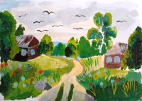 В деревне у бабушки (гуашь). Лазарева Вероника, 14 лет, рук. Егорова Л.Г., СОШ № 5 В деревне у бабушки (гуашь). Лазарева Вероника, 14 лет, рук. Егорова Л.Г., СОШ № 5